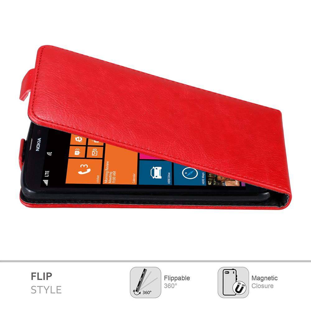 Cadorabo Hülle für Nokia Lumia 1320 Schutz Hülle in Rot Flip Etui Handyhülle Case Cover