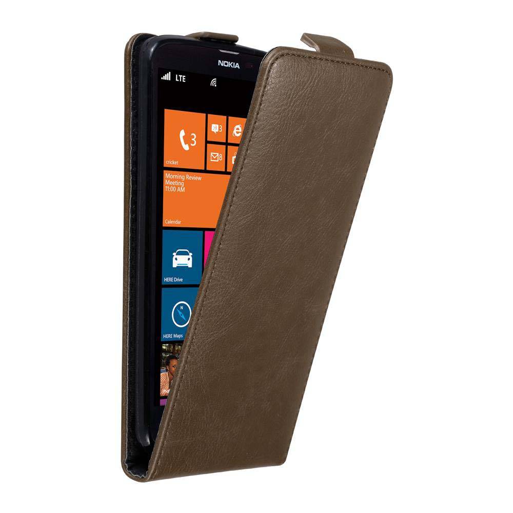 Cadorabo Hülle für Nokia Lumia 1320 Schutz Hülle in Braun Flip Etui Handyhülle Case Cover