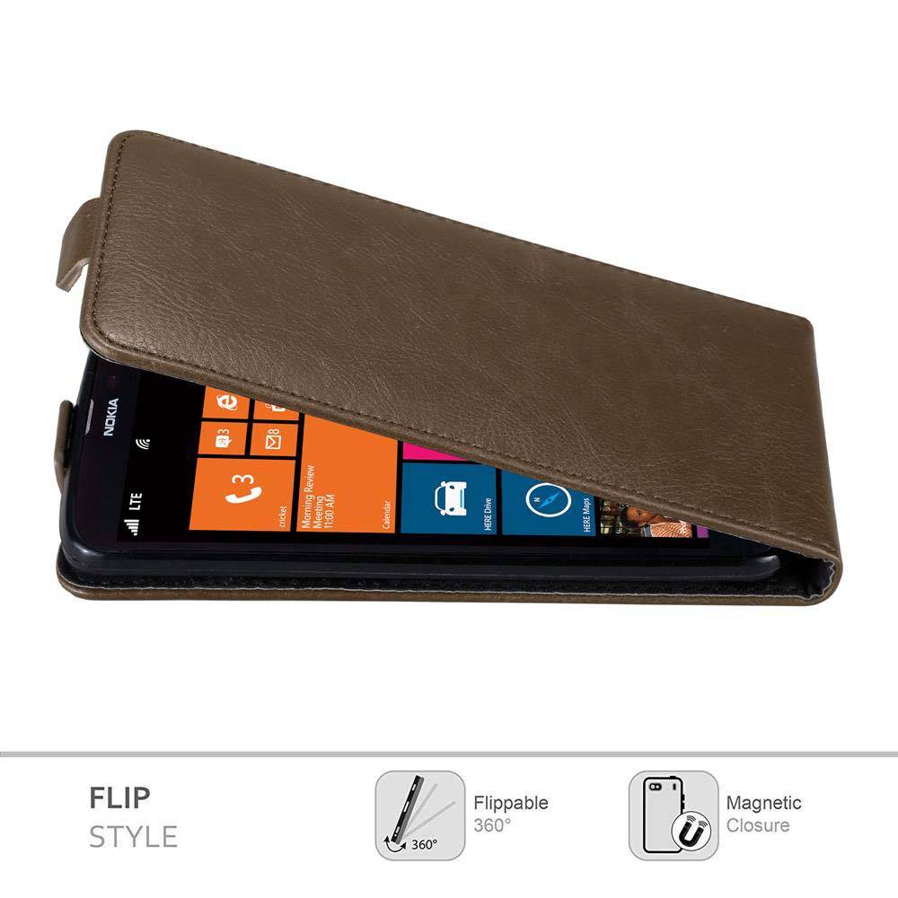 Cadorabo Hülle für Nokia Lumia 1320 Schutz Hülle in Braun Flip Etui Handyhülle Case Cover