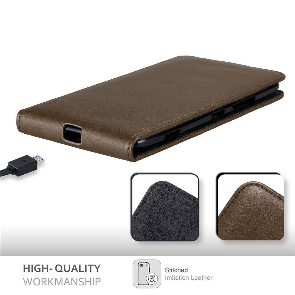 Cadorabo Hülle für Nokia Lumia 1320 Schutz Hülle in Braun Flip Etui Handyhülle Case Cover