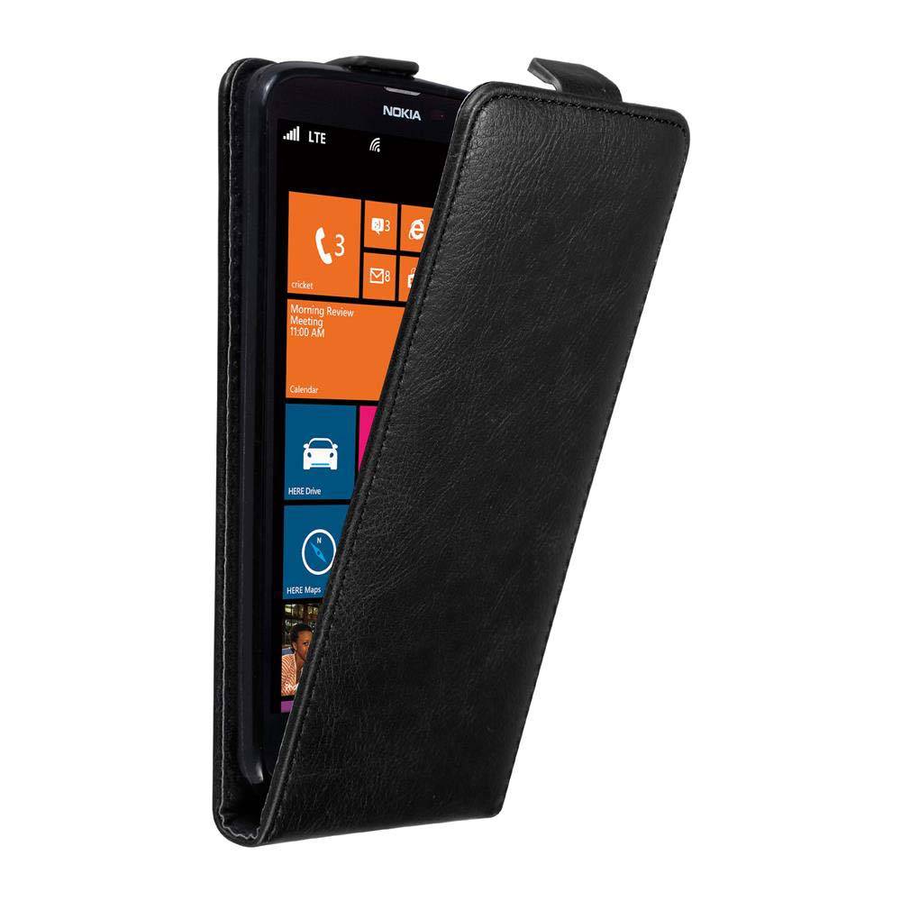 Cadorabo Hülle für Nokia Lumia 1320 Schutz Hülle in Schwarz Flip Etui Handyhülle Case Cover