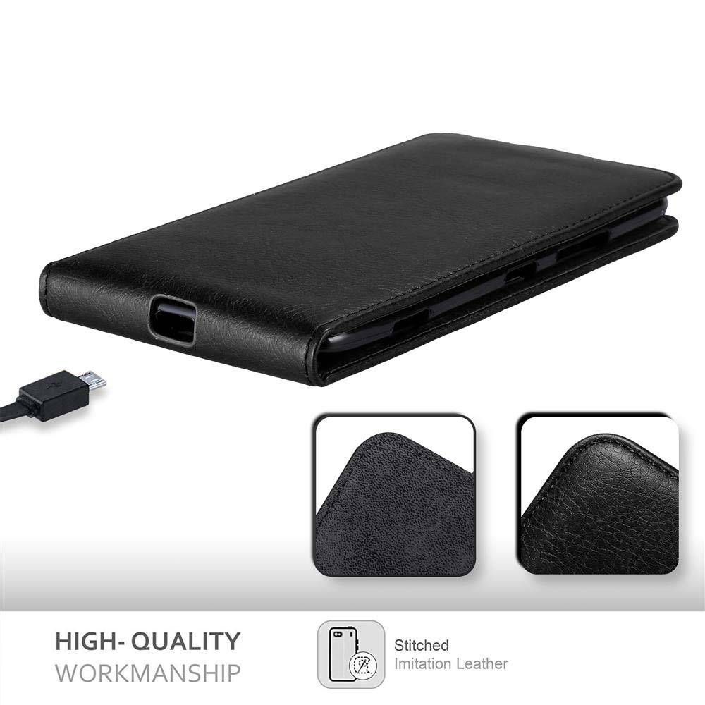 Cadorabo Hülle für Nokia Lumia 1320 Schutz Hülle in Schwarz Flip Etui Handyhülle Case Cover