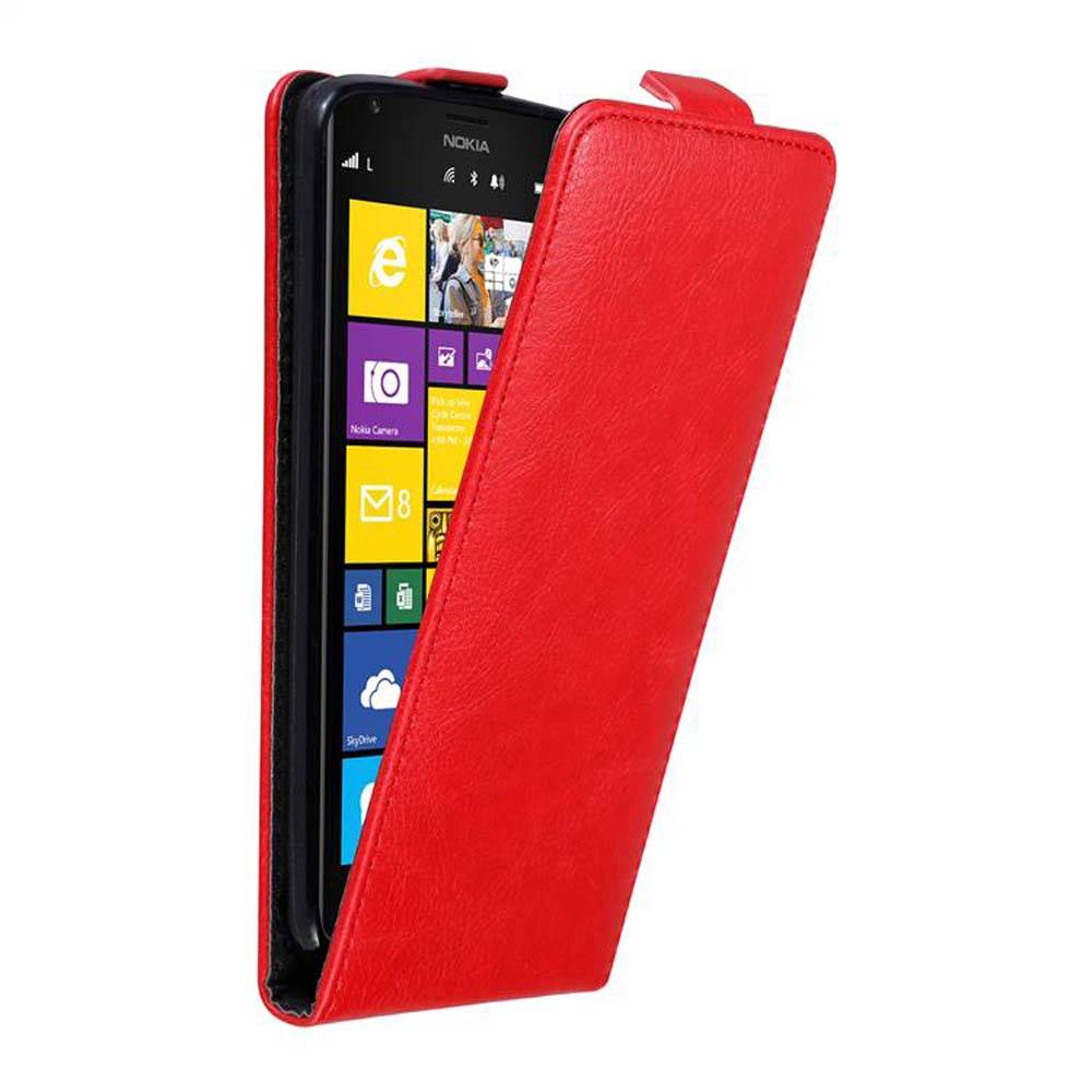 Cadorabo Hülle für Nokia Lumia 1520 Schutz Hülle in Rot Flip Etui Handyhülle Case Cover