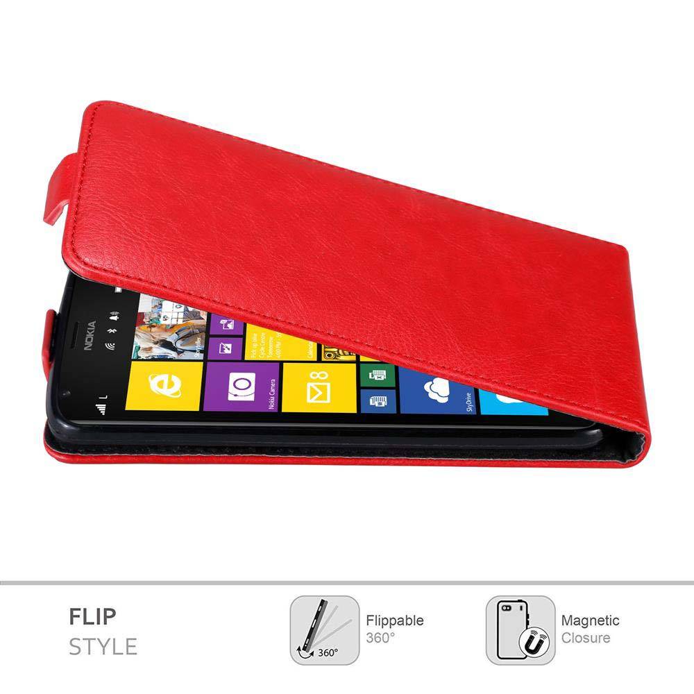 Cadorabo Hülle für Nokia Lumia 1520 Schutz Hülle in Rot Flip Etui Handyhülle Case Cover