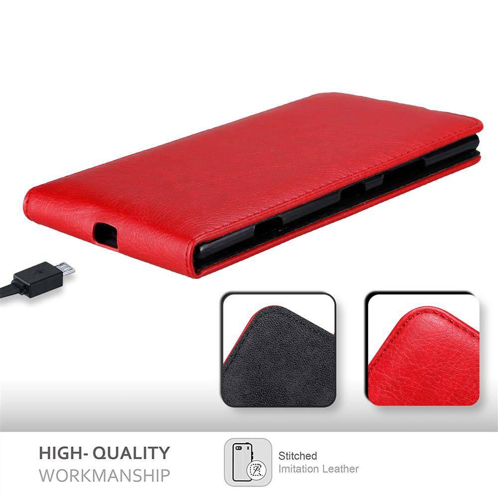 Cadorabo Hülle für Nokia Lumia 1520 Schutz Hülle in Rot Flip Etui Handyhülle Case Cover