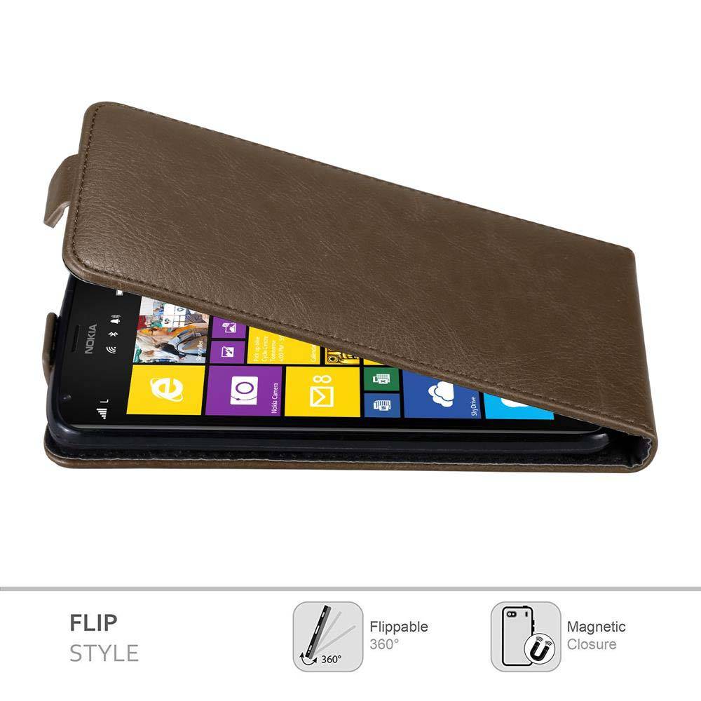 Cadorabo Hülle für Nokia Lumia 1520 Schutz Hülle in Braun Flip Etui Handyhülle Case Cover
