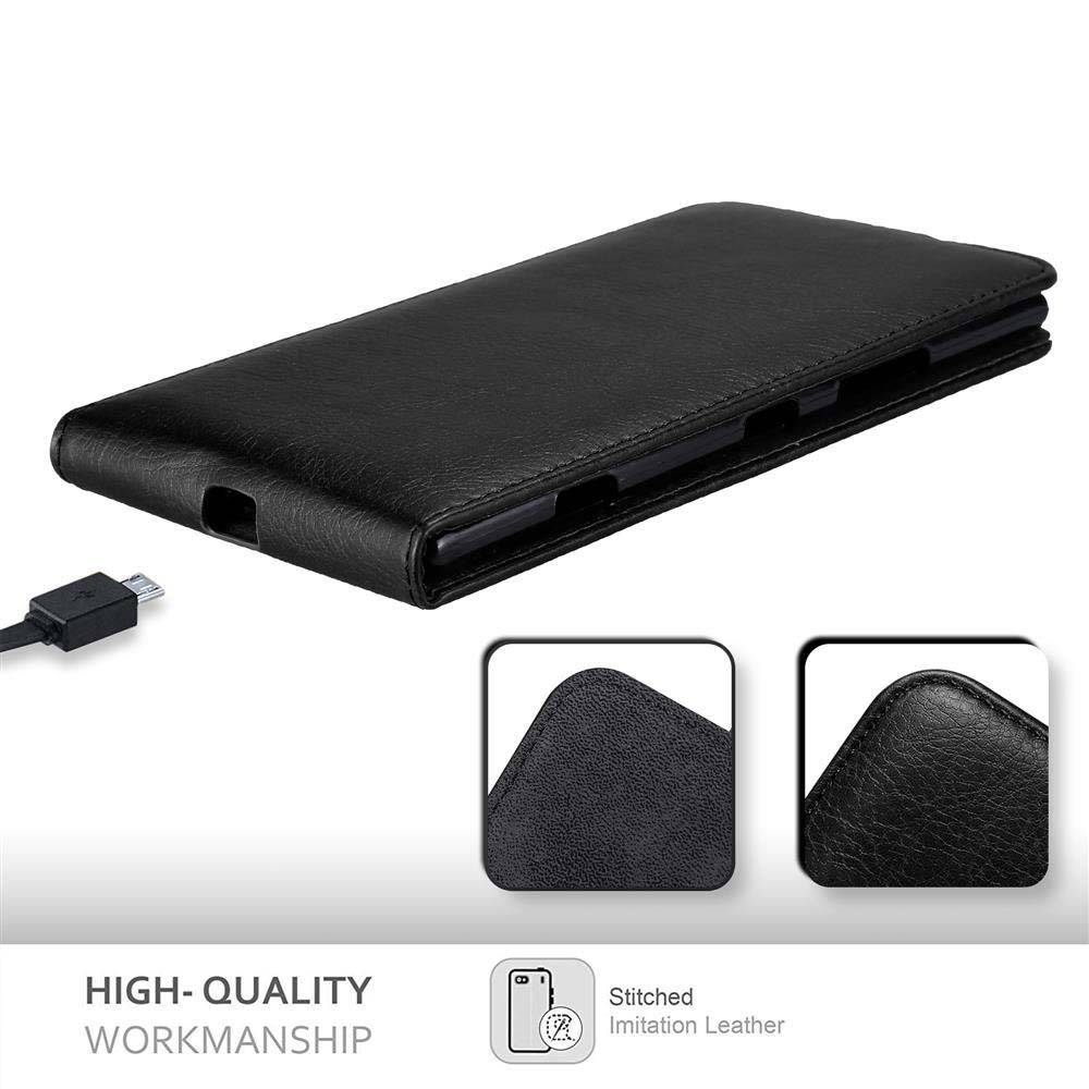 Cadorabo Hülle für Nokia Lumia 1520 Schutz Hülle in Schwarz Flip Etui Handyhülle Case Cover