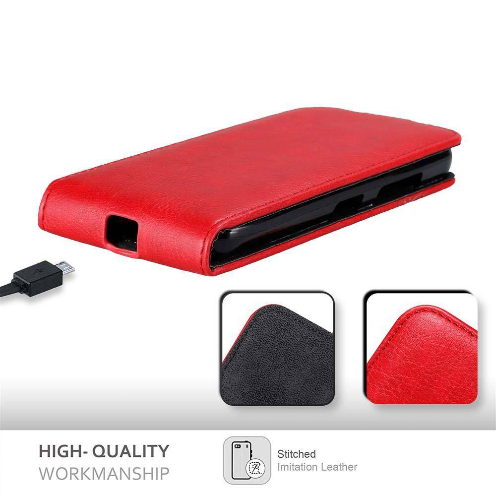 Cadorabo Hülle für Nokia Lumia 550 Schutz Hülle in Rot Flip Etui Handyhülle Case Cover