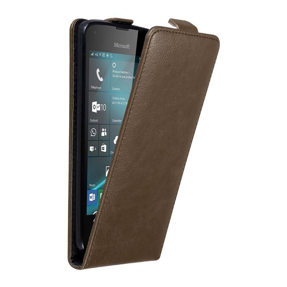 Cadorabo Hülle für Nokia Lumia 550 Schutz Hülle in Braun Flip Etui Handyhülle Case Cover