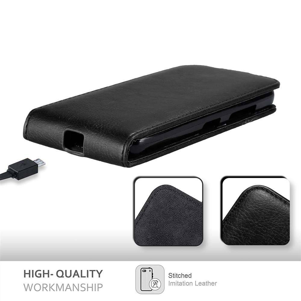 Cadorabo Hülle für Nokia Lumia 550 Schutz Hülle in Schwarz Flip Etui Handyhülle Case Cover