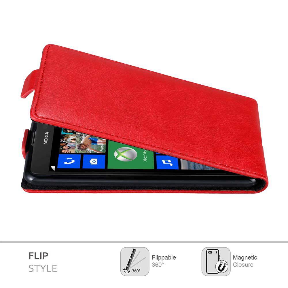 Cadorabo Hülle für Nokia Lumia 625 Schutz Hülle in Rot Flip Etui Handyhülle Case Cover