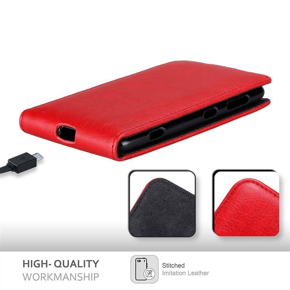Cadorabo Hülle für Nokia Lumia 625 Schutz Hülle in Rot Flip Etui Handyhülle Case Cover
