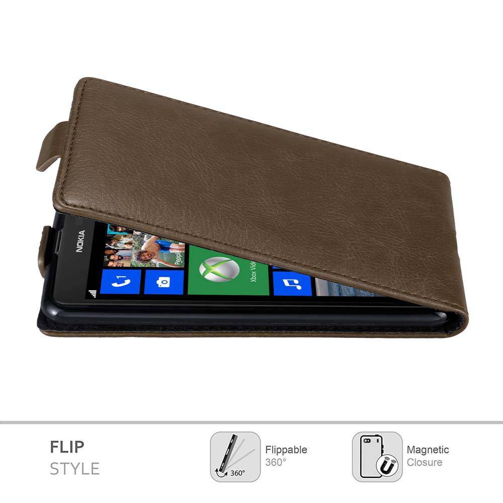 Cadorabo Hülle für Nokia Lumia 625 Schutz Hülle in Braun Flip Etui Handyhülle Case Cover