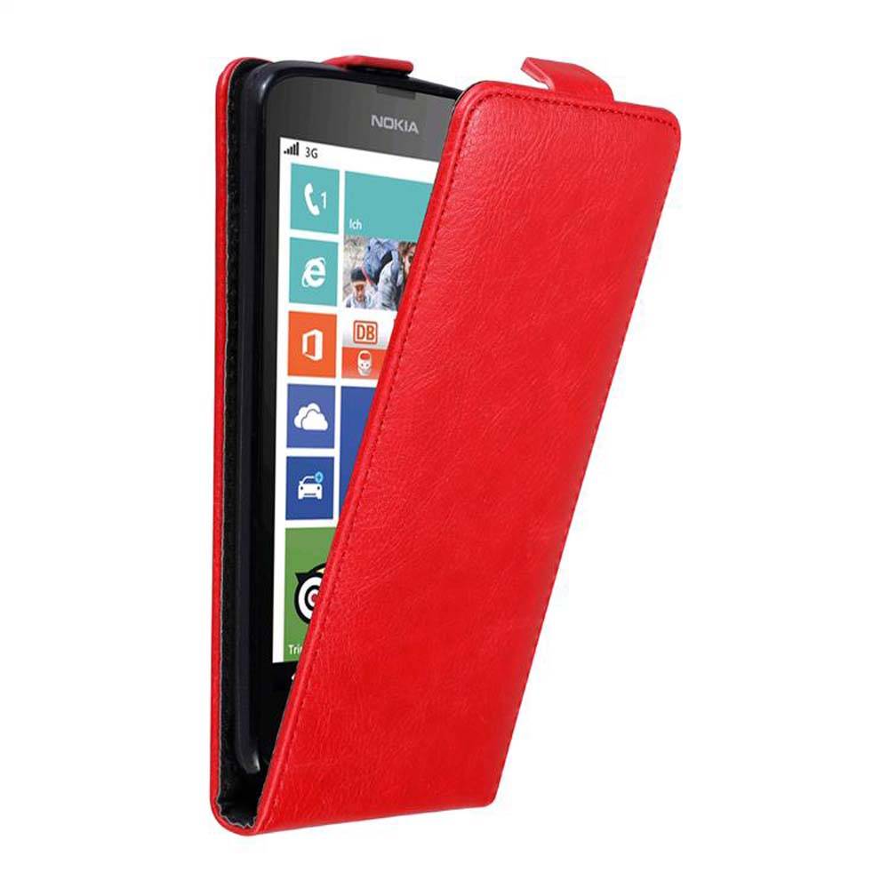 Cadorabo Hülle für Nokia Lumia 630 / 635 Schutz Hülle in Rot Flip Etui Handyhülle Case Cover