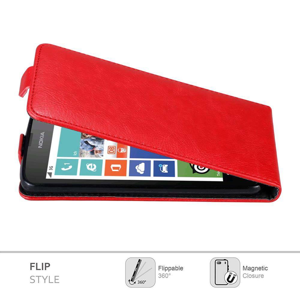 Cadorabo Hülle für Nokia Lumia 630 / 635 Schutz Hülle in Rot Flip Etui Handyhülle Case Cover