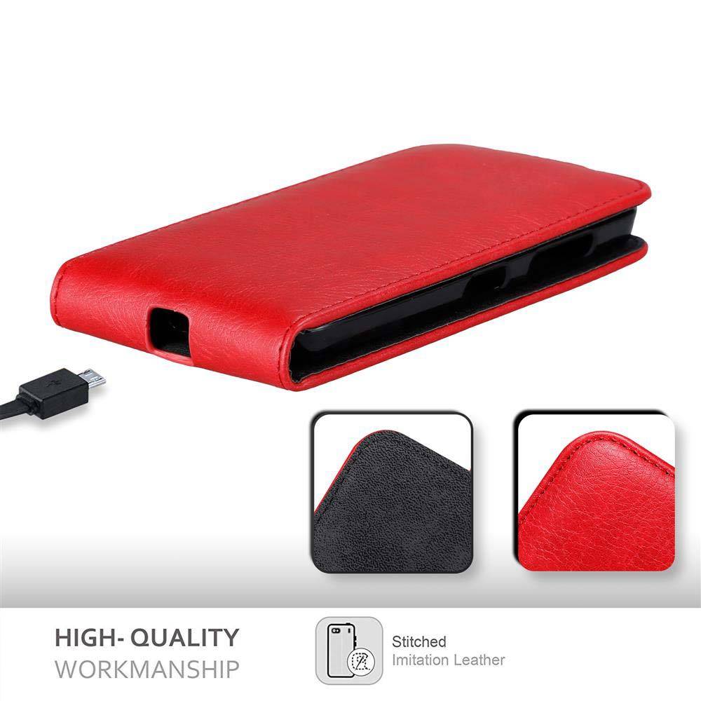 Cadorabo Hülle für Nokia Lumia 630 / 635 Schutz Hülle in Rot Flip Etui Handyhülle Case Cover