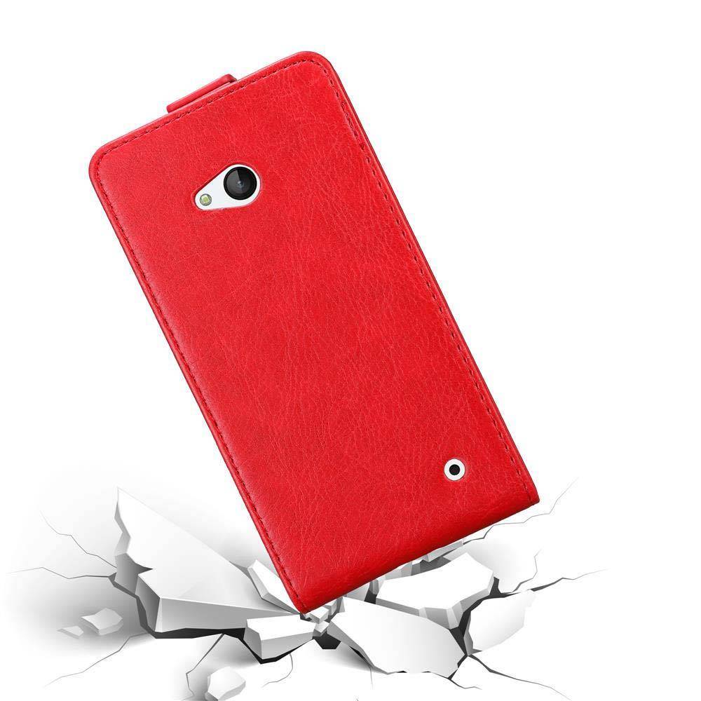Cadorabo Hülle für Nokia Lumia 640 Schutz Hülle in Rot Flip Etui Handyhülle Case Cover