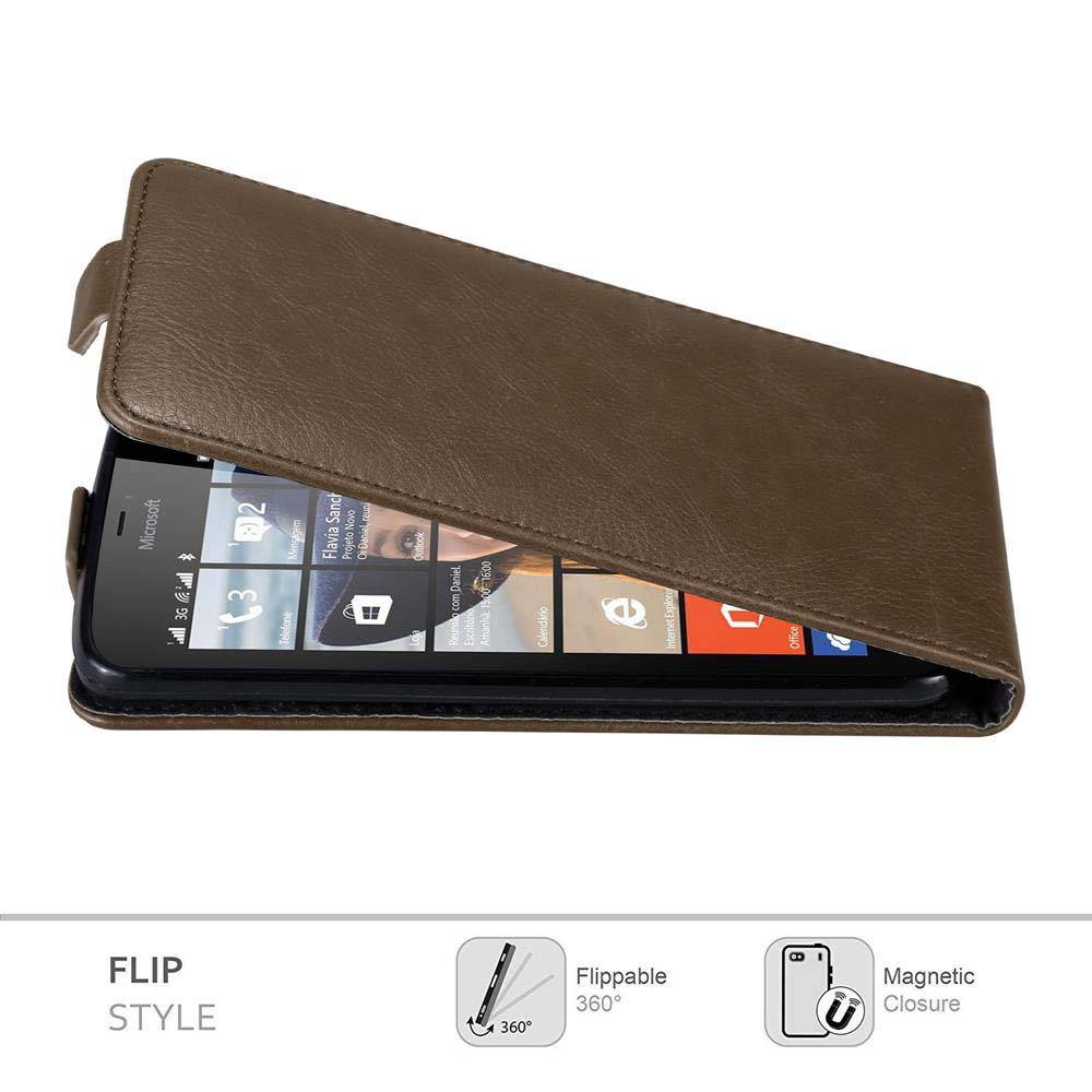 Cadorabo Hülle für Nokia Lumia 640 Schutz Hülle in Braun Flip Etui Handyhülle Case Cover