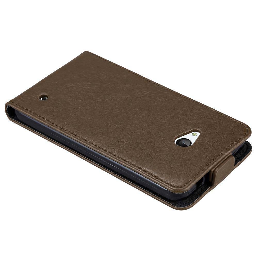 Cadorabo Hülle für Nokia Lumia 640 Schutz Hülle in Braun Flip Etui Handyhülle Case Cover