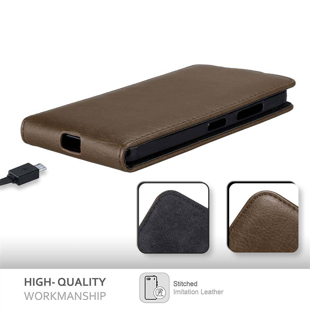 Cadorabo Hülle für Nokia Lumia 640 Schutz Hülle in Braun Flip Etui Handyhülle Case Cover