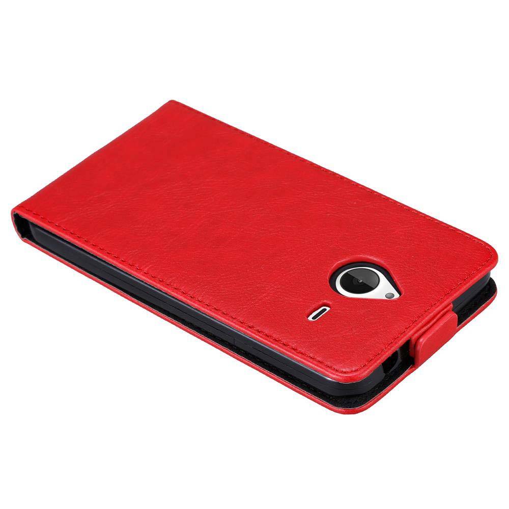 Cadorabo Hülle für Nokia Lumia 640 XL Schutz Hülle in Rot Flip Etui Handyhülle Case Cover
