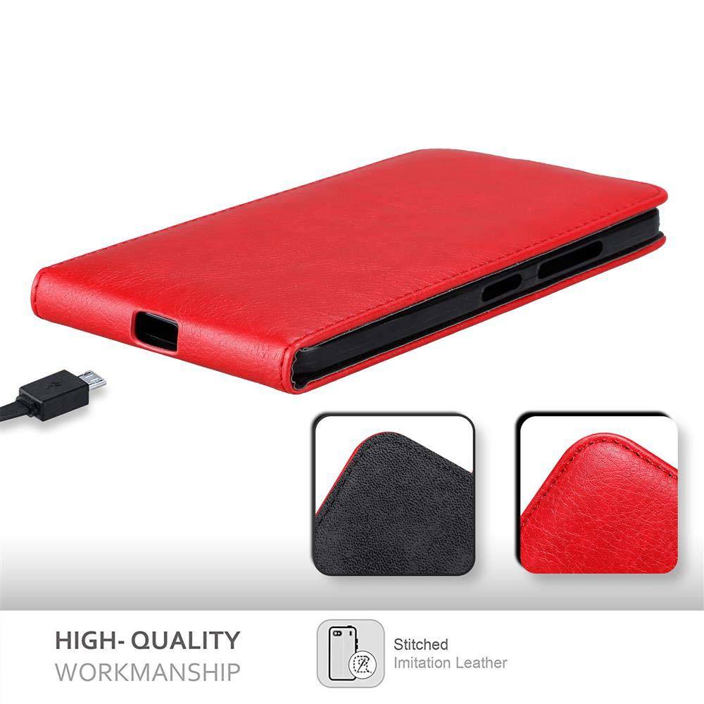 Cadorabo Hülle für Nokia Lumia 640 XL Schutz Hülle in Rot Flip Etui Handyhülle Case Cover