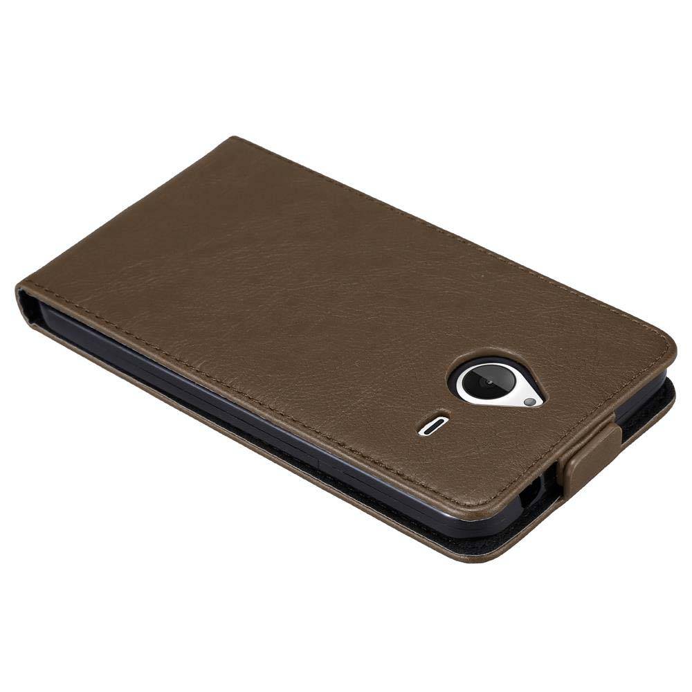 Cadorabo Hülle für Nokia Lumia 640 XL Schutz Hülle in Braun Flip Etui Handyhülle Case Cover