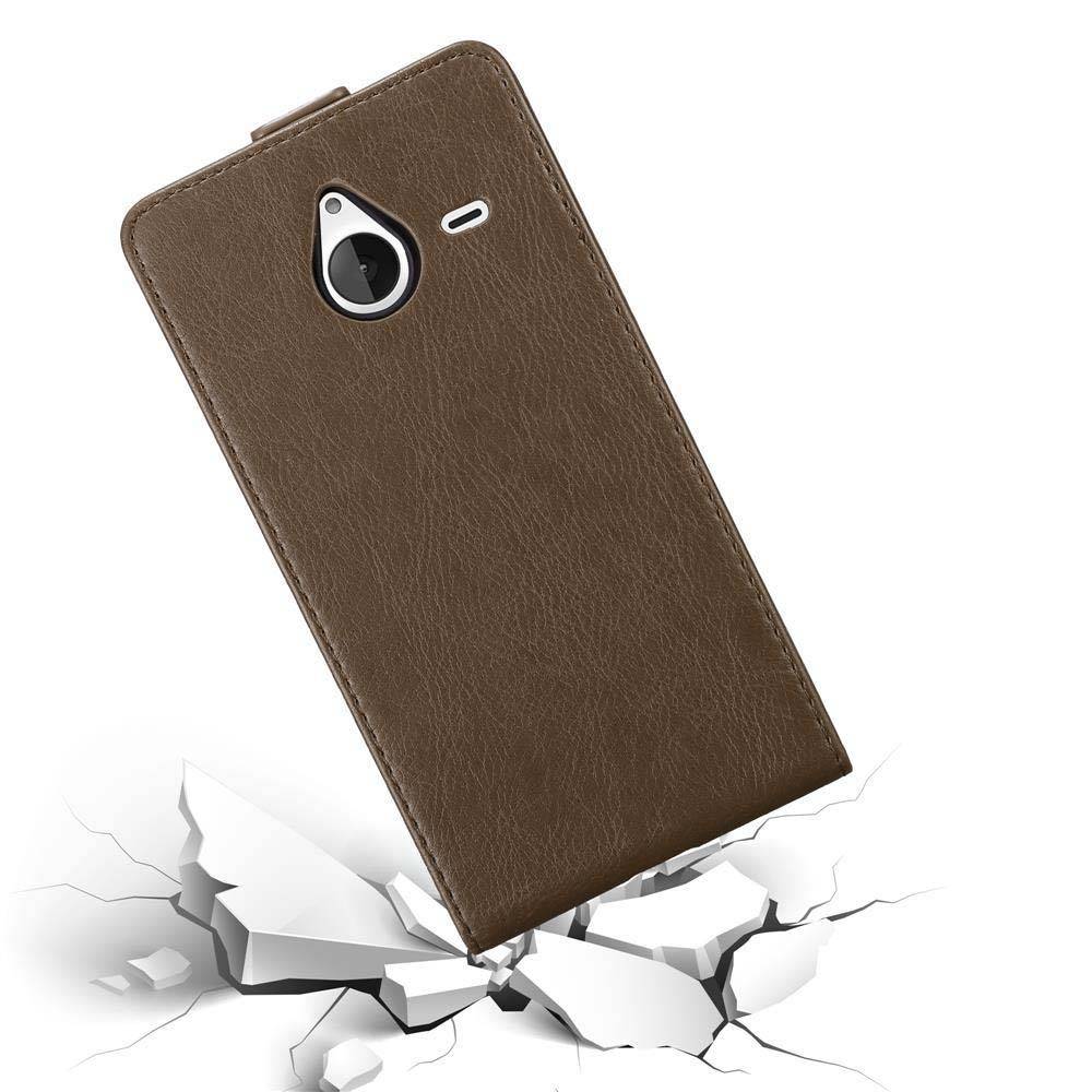 Cadorabo Hülle für Nokia Lumia 640 XL Schutz Hülle in Braun Flip Etui Handyhülle Case Cover