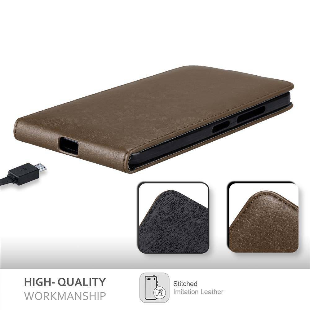 Cadorabo Hülle für Nokia Lumia 640 XL Schutz Hülle in Braun Flip Etui Handyhülle Case Cover