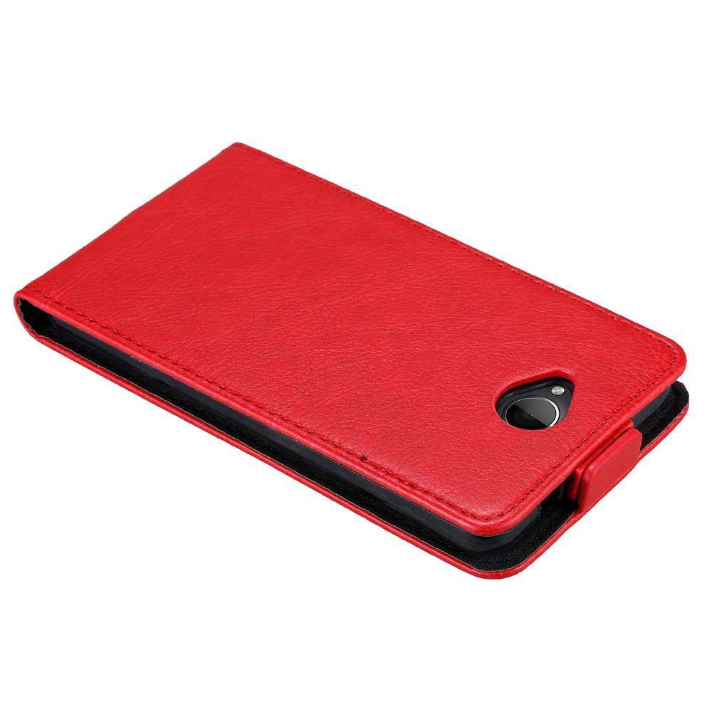 Cadorabo Hülle für Nokia Lumia 650 Schutz Hülle in Rot Flip Etui Handyhülle Case Cover