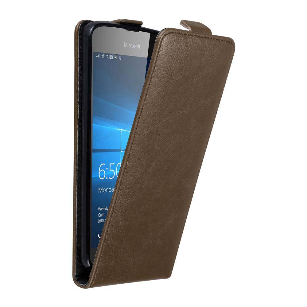 Cadorabo Hülle für Nokia Lumia 650 Schutz Hülle in Braun Flip Etui Handyhülle Case Cover