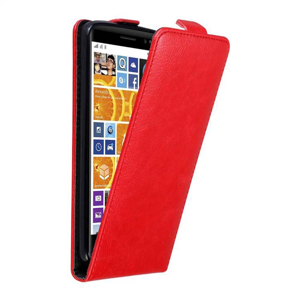 Cadorabo Hülle für Nokia Lumia 830 Schutz Hülle in Rot Flip Etui Handyhülle Case Cover