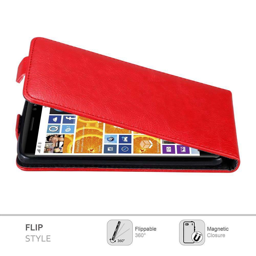 Cadorabo Hülle für Nokia Lumia 830 Schutz Hülle in Rot Flip Etui Handyhülle Case Cover
