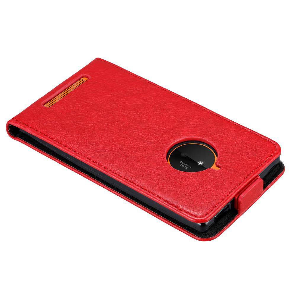 Cadorabo Hülle für Nokia Lumia 830 Schutz Hülle in Rot Flip Etui Handyhülle Case Cover
