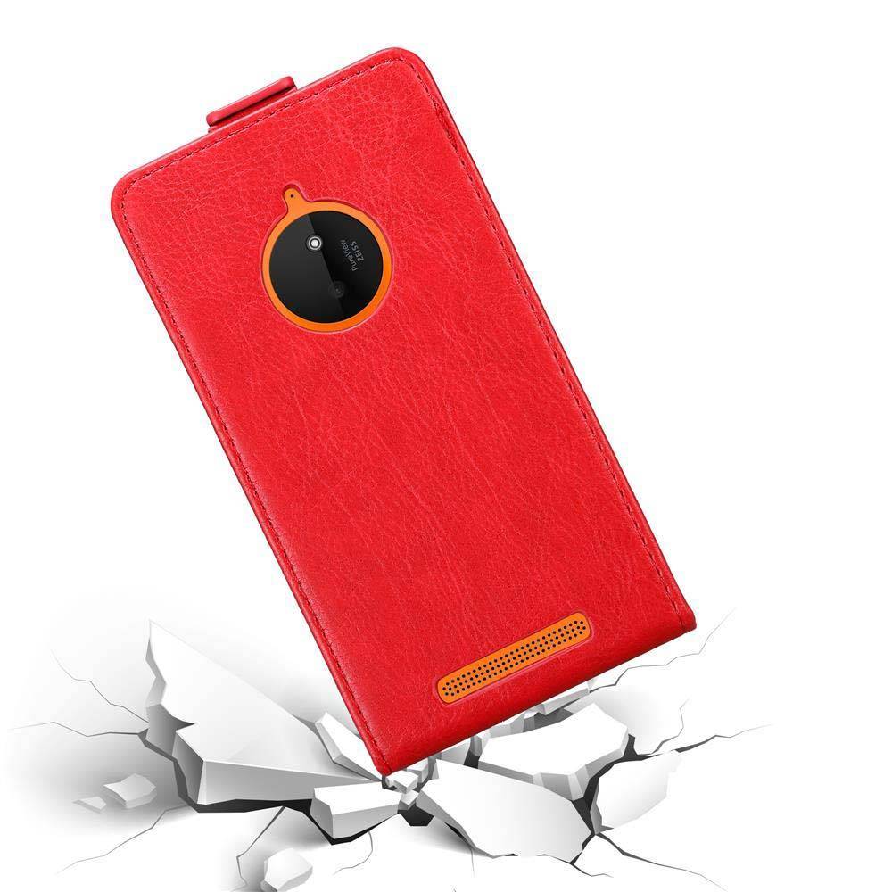 Cadorabo Hülle für Nokia Lumia 830 Schutz Hülle in Rot Flip Etui Handyhülle Case Cover