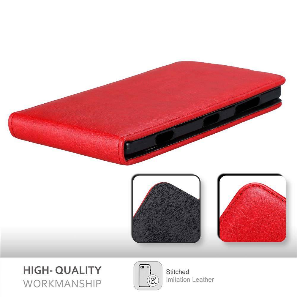 Cadorabo Hülle für Nokia Lumia 830 Schutz Hülle in Rot Flip Etui Handyhülle Case Cover