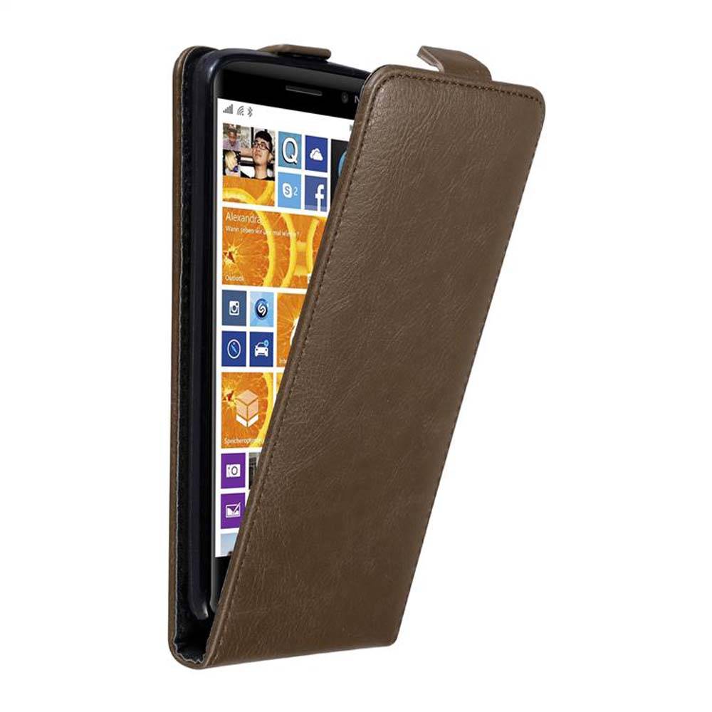 Cadorabo Hülle für Nokia Lumia 830 Schutz Hülle in Braun Flip Etui Handyhülle Case Cover