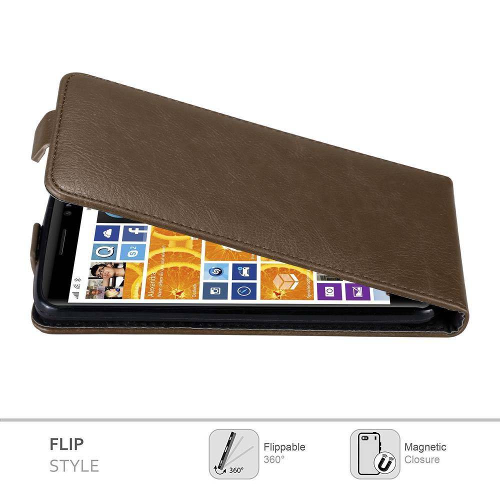Cadorabo Hülle für Nokia Lumia 830 Schutz Hülle in Braun Flip Etui Handyhülle Case Cover