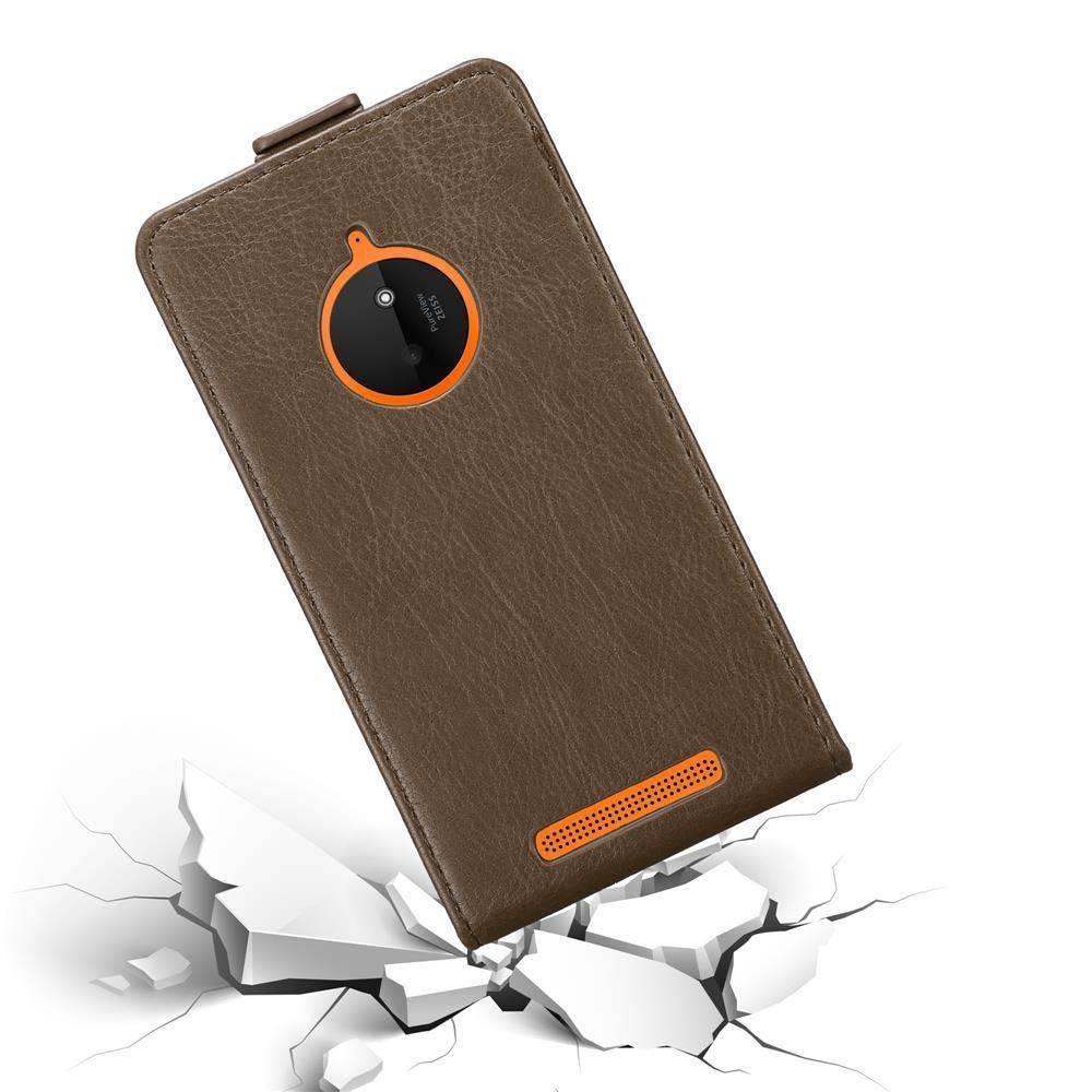Cadorabo Hülle für Nokia Lumia 830 Schutz Hülle in Braun Flip Etui Handyhülle Case Cover