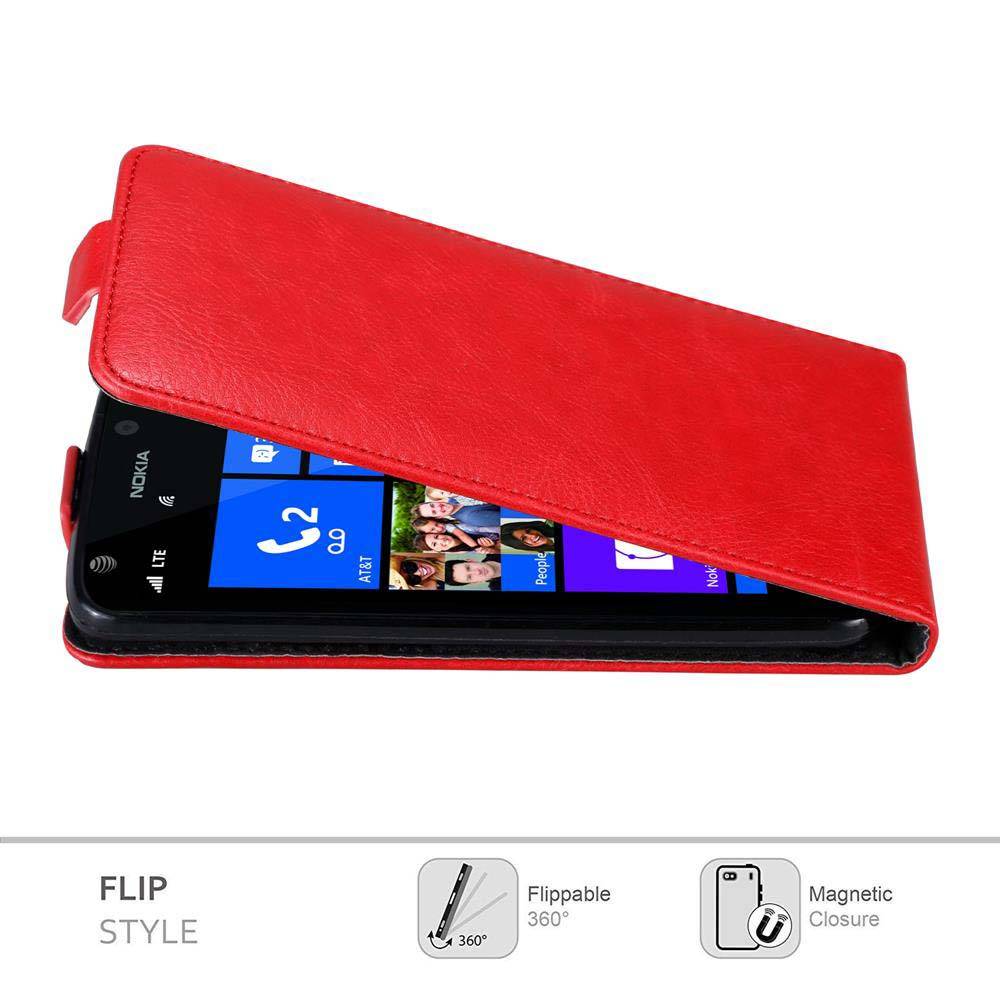 Cadorabo Hülle für Nokia Lumia 925 Schutz Hülle in Rot Flip Etui Handyhülle Case Cover