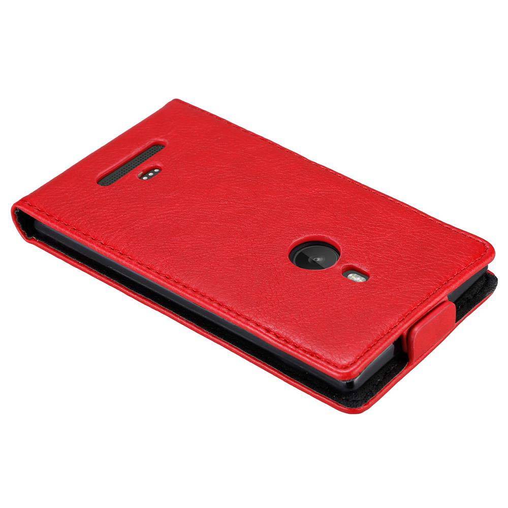 Cadorabo Hülle für Nokia Lumia 925 Schutz Hülle in Rot Flip Etui Handyhülle Case Cover