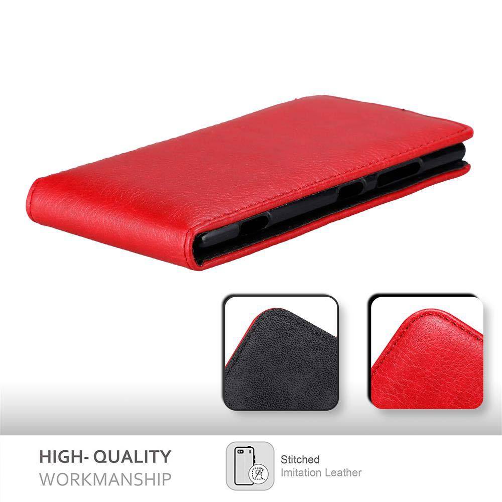 Cadorabo Hülle für Nokia Lumia 925 Schutz Hülle in Rot Flip Etui Handyhülle Case Cover