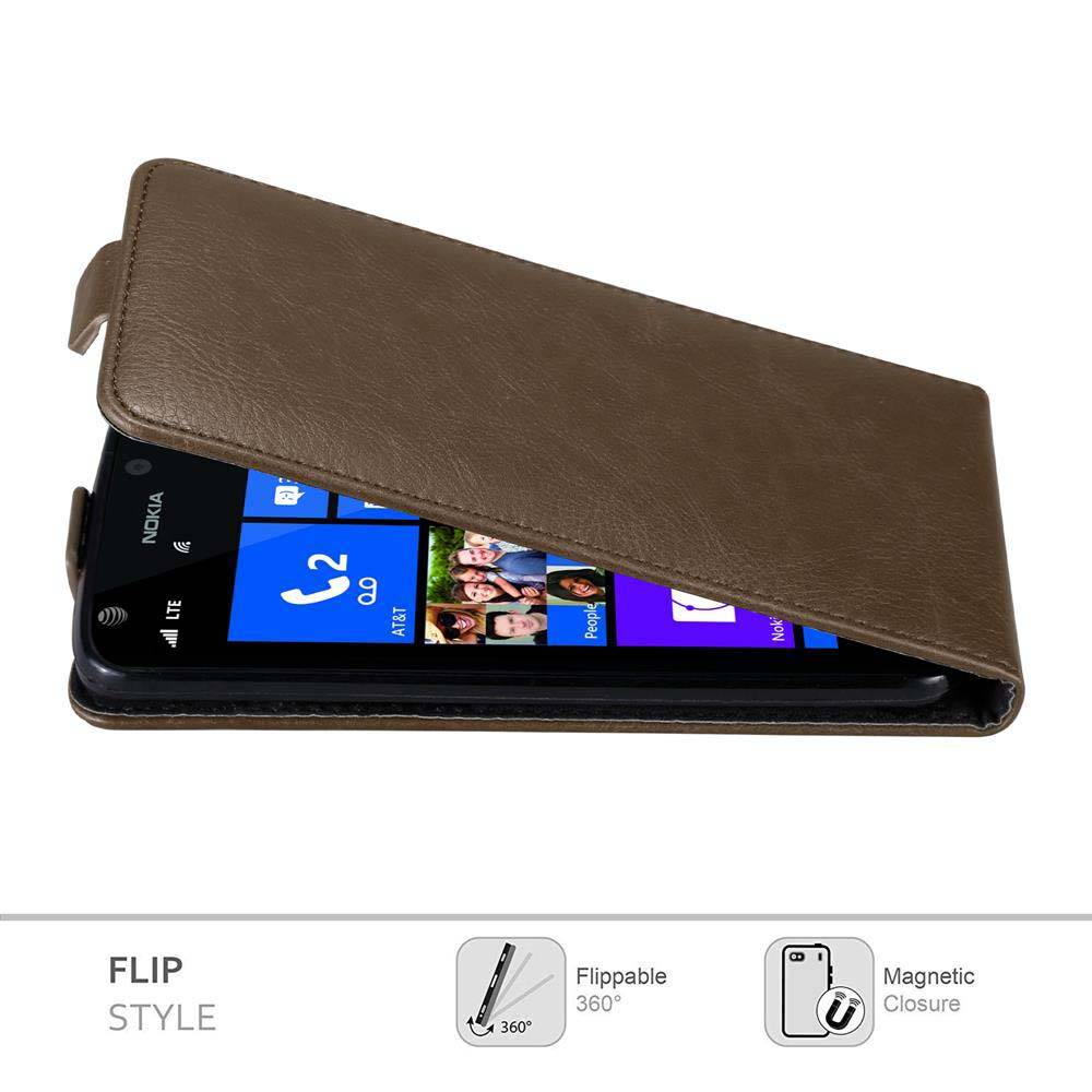 Cadorabo Hülle für Nokia Lumia 925 Schutz Hülle in Braun Flip Etui Handyhülle Case Cover