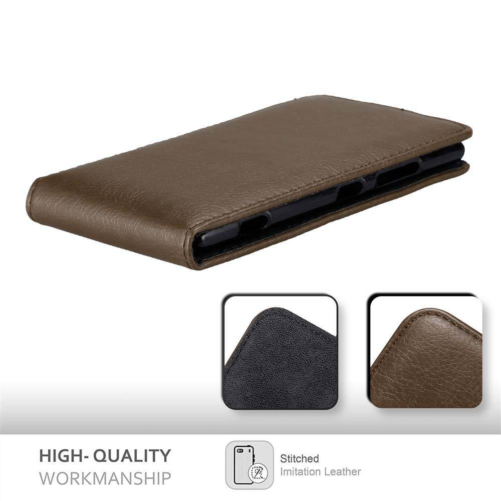 Cadorabo Hülle für Nokia Lumia 925 Schutz Hülle in Braun Flip Etui Handyhülle Case Cover