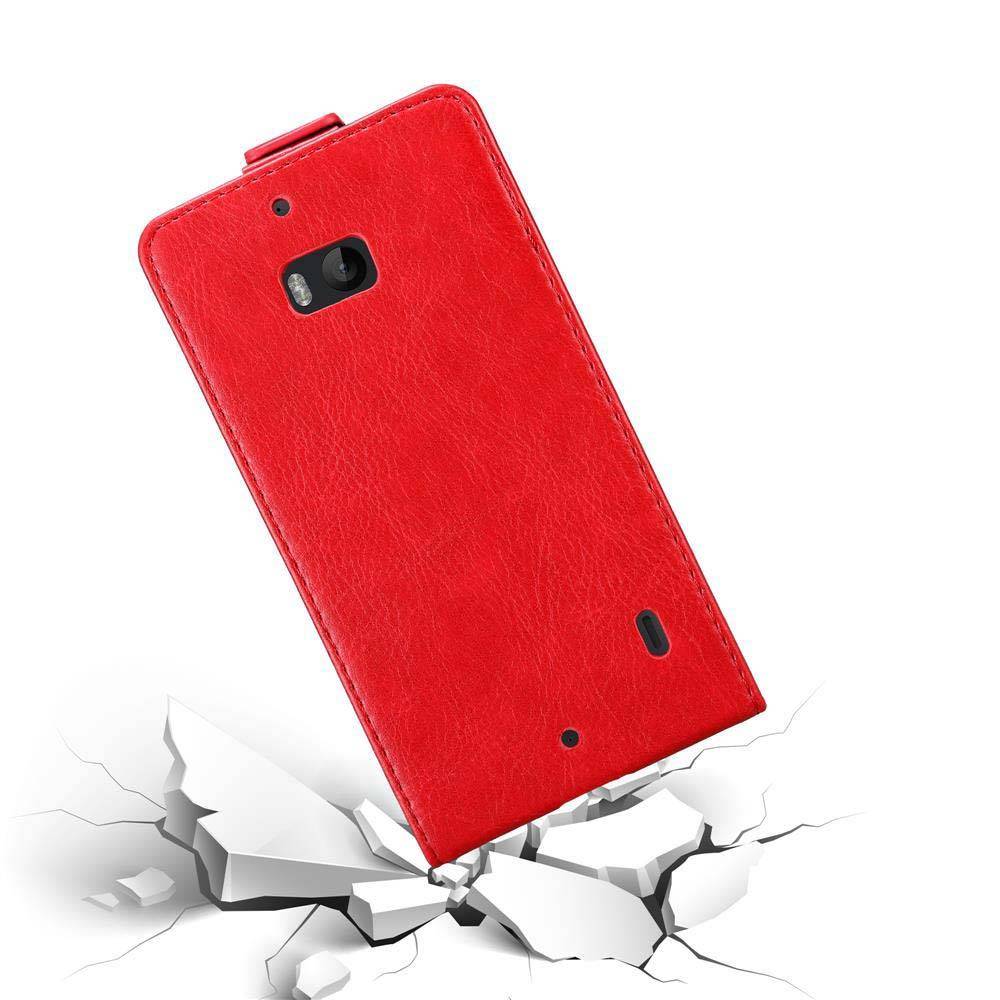 Cadorabo Hülle für Nokia Lumia 929 / 930 Schutz Hülle in Rot Flip Etui Handyhülle Case Cover