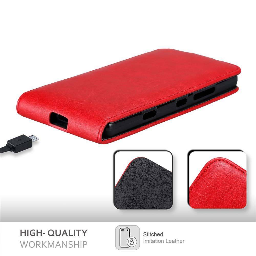 Cadorabo Hülle für Nokia Lumia 929 / 930 Schutz Hülle in Rot Flip Etui Handyhülle Case Cover