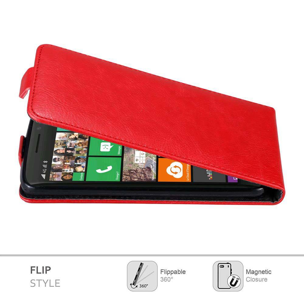 Cadorabo Hülle für Nokia Lumia 929 / 930 Schutz Hülle in Rot Flip Etui Handyhülle Case Cover