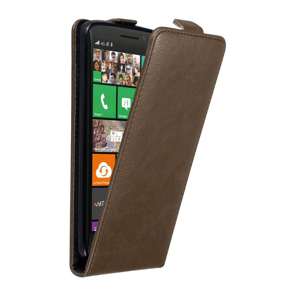 Cadorabo Hülle für Nokia Lumia 929 / 930 Schutz Hülle in Braun Flip Etui Handyhülle Case Cover