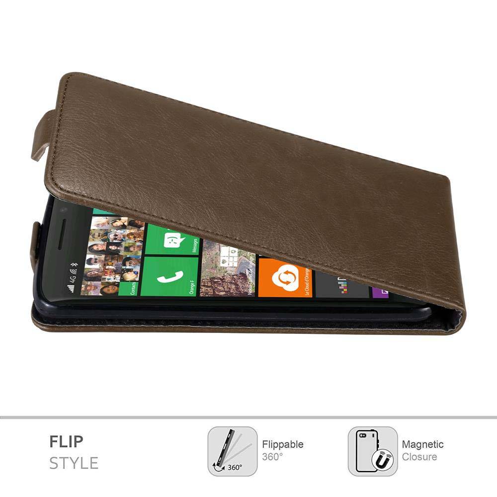 Cadorabo Hülle für Nokia Lumia 929 / 930 Schutz Hülle in Braun Flip Etui Handyhülle Case Cover