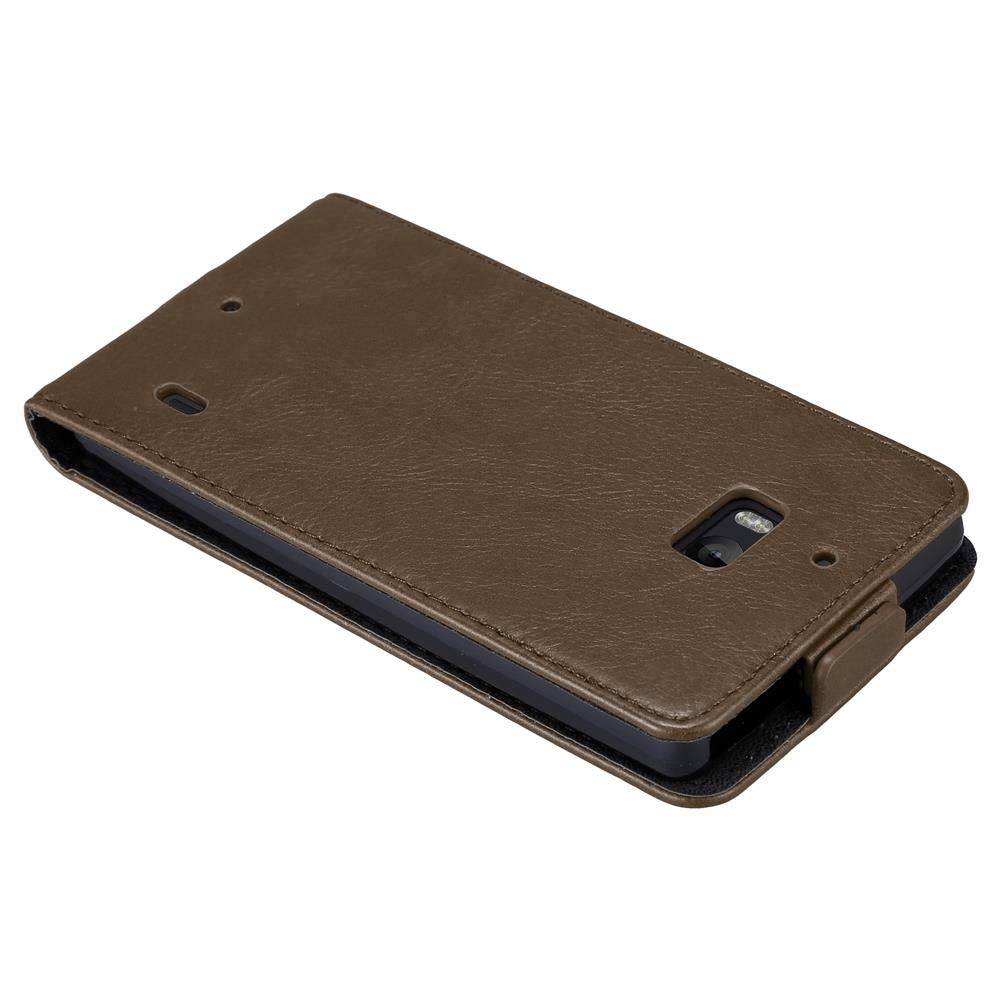 Cadorabo Hülle für Nokia Lumia 929 / 930 Schutz Hülle in Braun Flip Etui Handyhülle Case Cover
